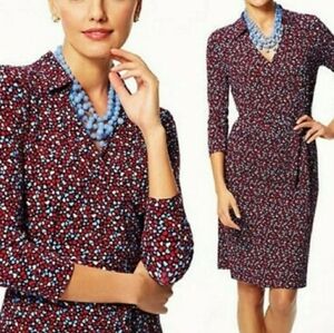 Talbots Heart Knit Wrap Dress in Navy sz Small